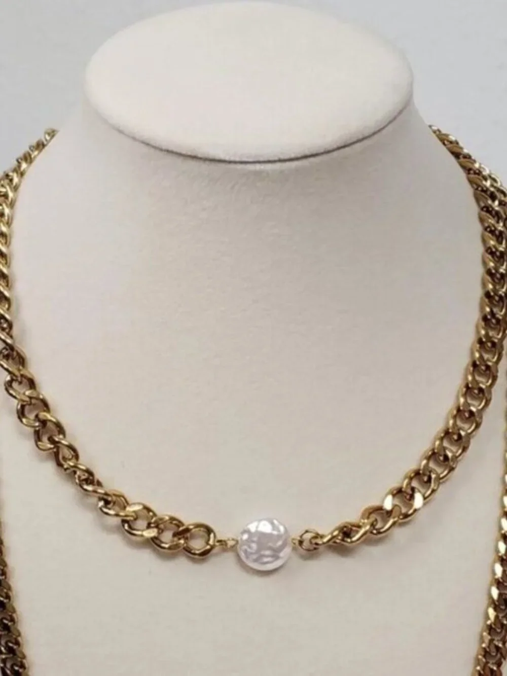 Stainless Steel Gold-Plated Necklace with Authentic Louis Vuitton Padlock
